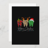 Dentist Christmas Funny Leopard Kariert Tooth Dent Einladung (Vorne/Hinten)