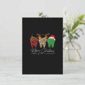 Dentist Christmas Funny Leopard Kariert Tooth Dent Einladung (Stehend Vorderseite)