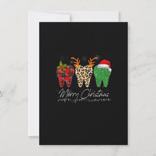 Dentist Christmas Funny Leopard Kariert Tooth Dent Einladung (Vorderseite)