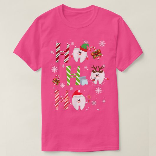 Dentist Christmas Ho Ho Ho Teeth Dental Squad Merr T-Shirt (Design vorne)