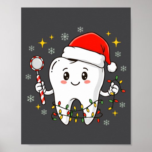 Dentist Christmas Teeth Xmas Lights Funny Dental S Poster (Vorne)