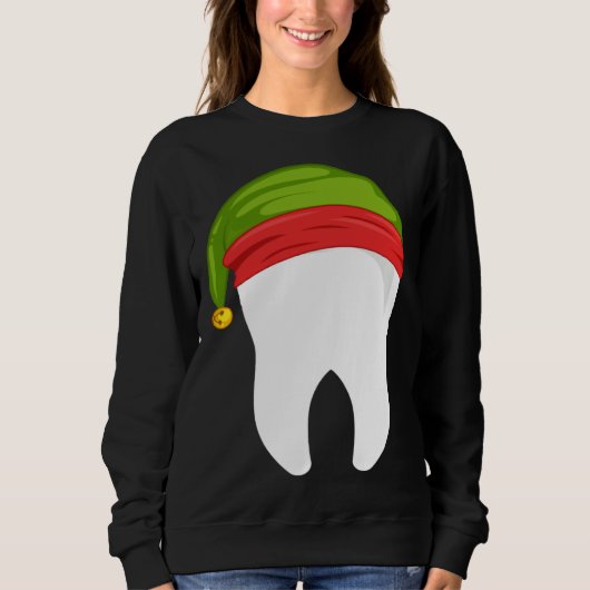 Dentist Christmas tooth Dental with Elf hat Sweatshirt (Vorderseite)