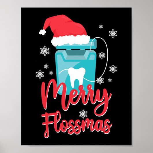 Dentist Dental Merry Flossmas Weihnachtsbrand Poster (Vorne)