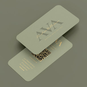 Dentist Dental Orthodontist Sage Monogram Modern Visitenkarte