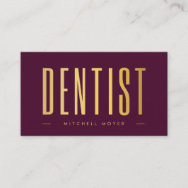 Dentist Dentistry Tooth Logo Burgundy & Gold Visitenkarte