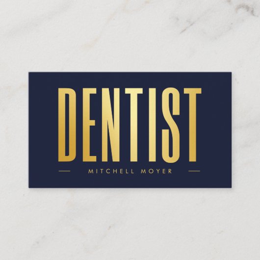 Dentist Dentistry Tooth Logo Navy Blue und Gold Visitenkarte (Vorderseite)