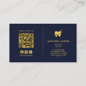 Dentist Dentistry Tooth Logo Navy Blue und Gold Visitenkarte (Rückseite)