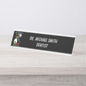 Dentist Dinosaur Funny Personalize Schreibtischnamensplakette (Vorderseite )