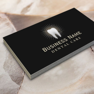 Dentist Elegantes Black & Gold Dental Visitenkarte