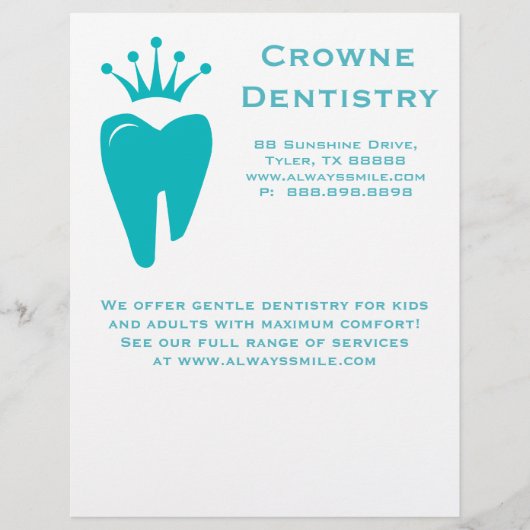 Dentist Flyer Niedlich Crown Tooth Logo Blue (Vorne)