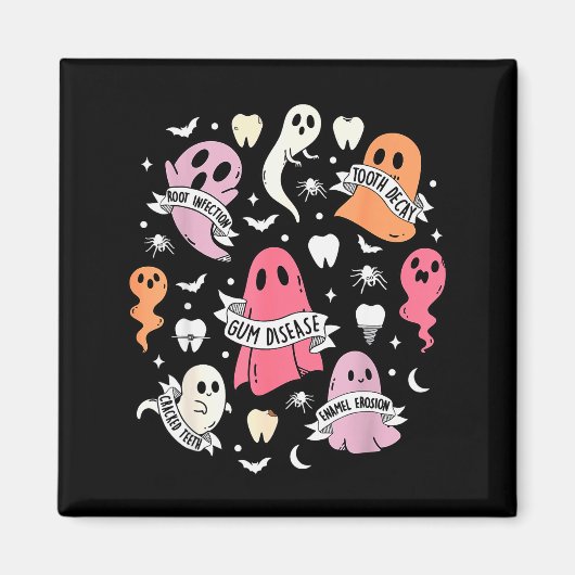 Dentist Ghost Soky Halloween Dental Hygienist Ista Magnet (Vorne)