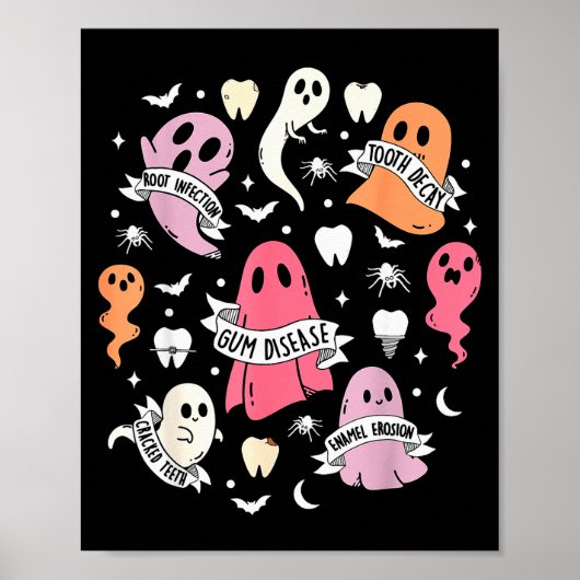 Dentist Ghost Soky Halloween Dental Hygienist Ista Poster (Vorne)