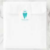 Dentist Gift Niedlich Tooth Crown Logo Blue Runder Aufkleber (Tasche)