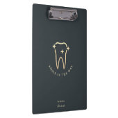 Dentist Gold Tooth Dark Blue Gray Modern Klemmbrett (Rechts)