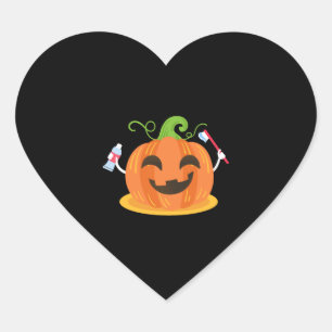 Dentist Halloween Pumpkin Tooth Herz-Aufkleber