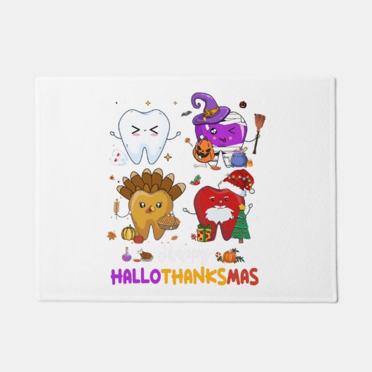 Dentist Happy Hallothanksma Halloween-Erntedank Fußmatte (Vorderseite)