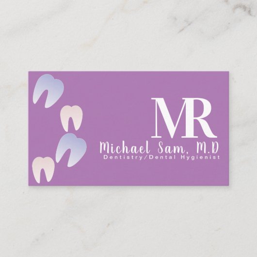 Dentist Hygienic MD Ombre Tooth Logo Business Visitenkarte (Vorderseite)