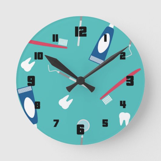 Dentist Instruments Seamless Pattern Runde Wanduhr (Vorderseite)