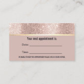 Dentist Luxus Rose Gold Glitzer Blush Dental Terminkarte (Rückseite)