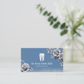 Dentist Luxus Silver Blauer Zahnpflege Visitenkarte (Stehend Vorderseite)