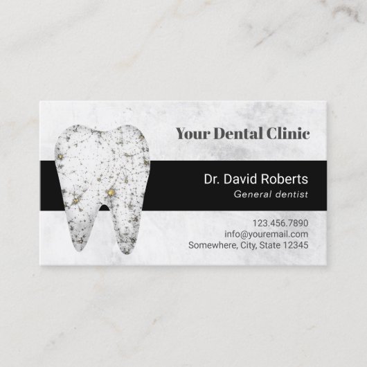Dentist Marble Tooth Moderne Zahnarzternennung Terminkarte (Vorderseite)