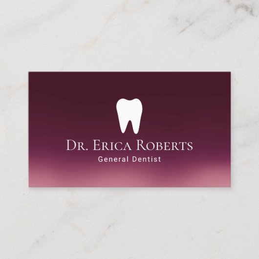 Dentist Modern Burgundy Red Ombre Zahnbüro Visitenkarte (Vorderseite)