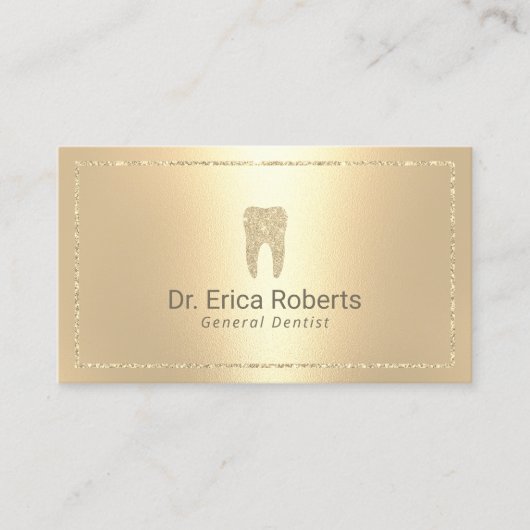 Dentist Modern Gold Metallic Dental Care Visitenkarte (Vorderseite)