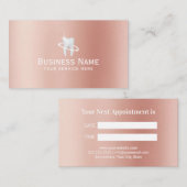Dentist Modern Tooth Logo Rose Gold Dental Terminkarte (Vorne/Hinten)