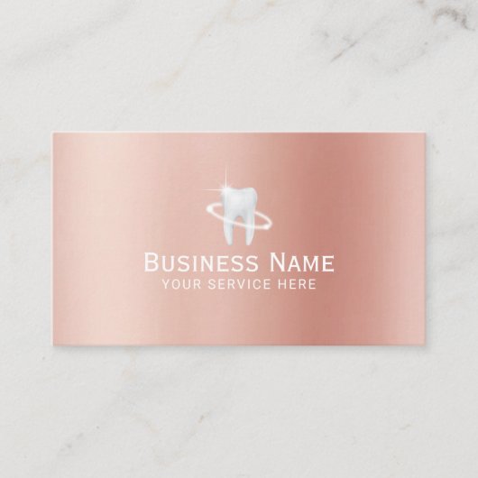 Dentist Modern Tooth Logo Rose Gold Dental Terminkarte (Vorderseite)