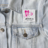 Dentist Name Tag Diamond Tooth Blätter Pink Button (Beispiel)