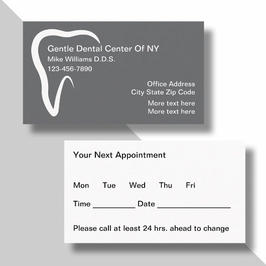 Dentist Office Appointment Business Card Template Visitenkarte