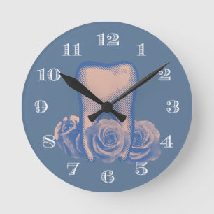 Dentist Office Dental Care Vintage Floral Tooth Runde Wanduhr