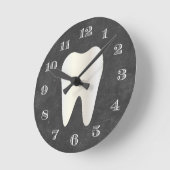 Dentist Office Dental Care White Tooth Chalkboard Runde Wanduhr (Winkel)