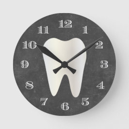 Dentist Office Dental Care White Tooth Chalkboard Runde Wanduhr