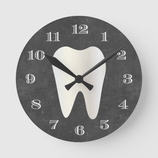 Dentist Office Dental Care White Tooth Chalkboard Runde Wanduhr (Vorderseite)