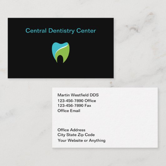 Dentist Office Modern Tooth Graphic Visitenkarte (Vorne/Hinten)