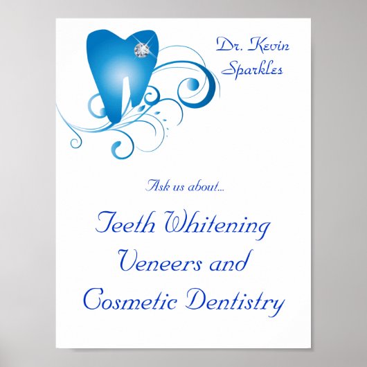 Dentist Poster Tooth Logo Blue Wirbel Diamond (Vorne)