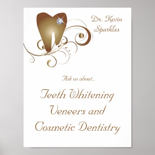 Dentist Poster Tooth Logo Gold Wirbel Diamond (Vorne)