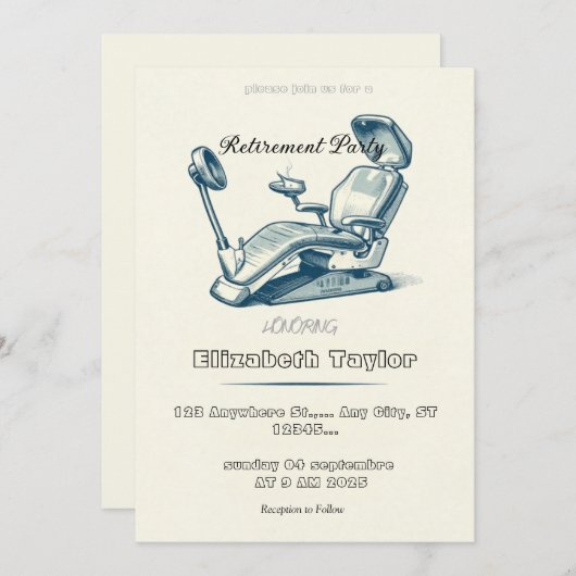 Dentist retirement invitation -Thank You Dentist Einladung (Vorne/Hinten)