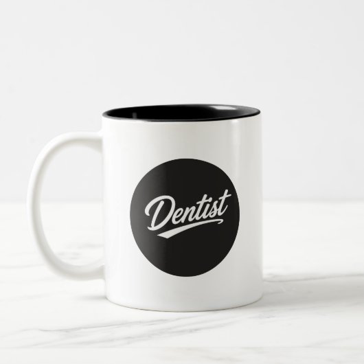 Dentist Schrift-Typografie Kaffeetasse Geschenk (Links)