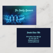 Dentist Shimmering Blue Teeth Smile Business Card Visitenkarte (Vorne/Hinten)