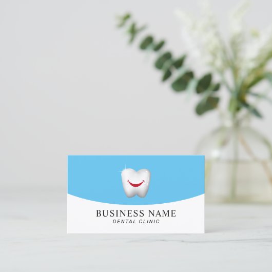 Dentist Smile Tooth Modernes Blue Dental Care Visitenkarte (Stehend Vorderseite)