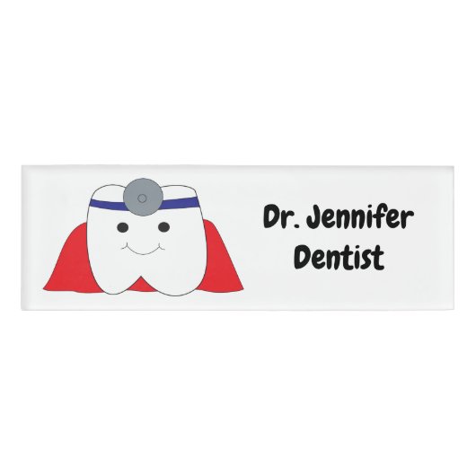 Dentist Super Hero Tooth personalize Namenschild (Vorderseite)