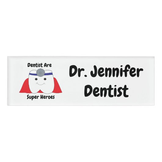 Dentist Super Heroes Tooth Custom Namenschild (Vorderseite)