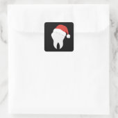Dentist Teeth Christmas Hat Tooth-Geschenk Quadratischer Aufkleber (Tasche)