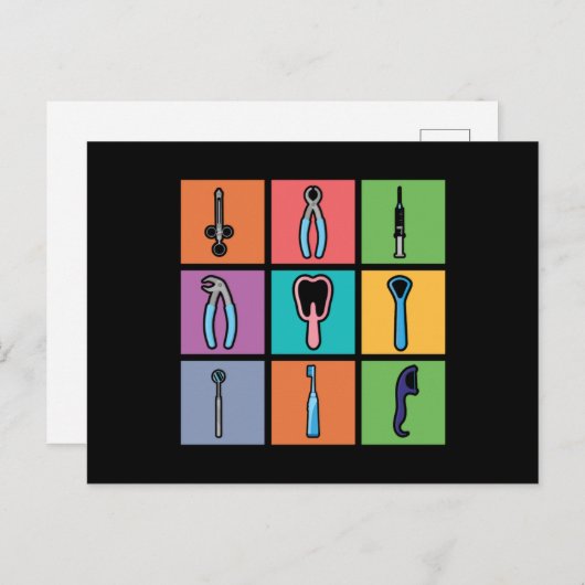 Dentist Tools Pop Art Dentistry Tooth Doctor Teeth Postkarte (Vorne/Hinten)