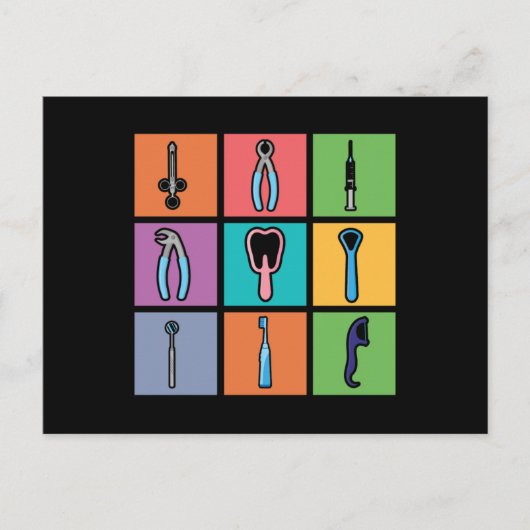 Dentist Tools Pop Art Dentistry Tooth Doctor Teeth Postkarte (Vorderseite)