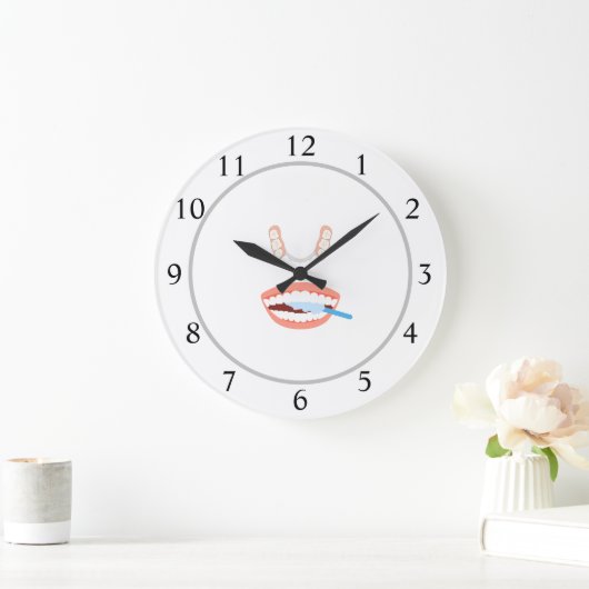 Dentist Tooth Logo Große Wanduhr (Zuhause)