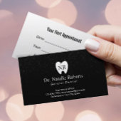 Dentist Tooth Logo Modern Black Glitzer Dental Terminkarte