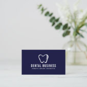 Dentist Tooth Logo Navy Blue Dental Care Foto Visitenkarte (Stehend Vorderseite)